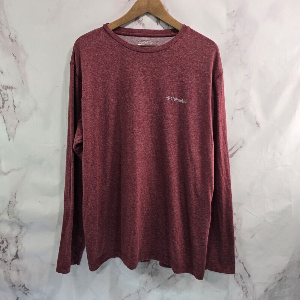 Columbia T Shirt Mens XL Red Long Sleeve Omni Wick Tee Heathered